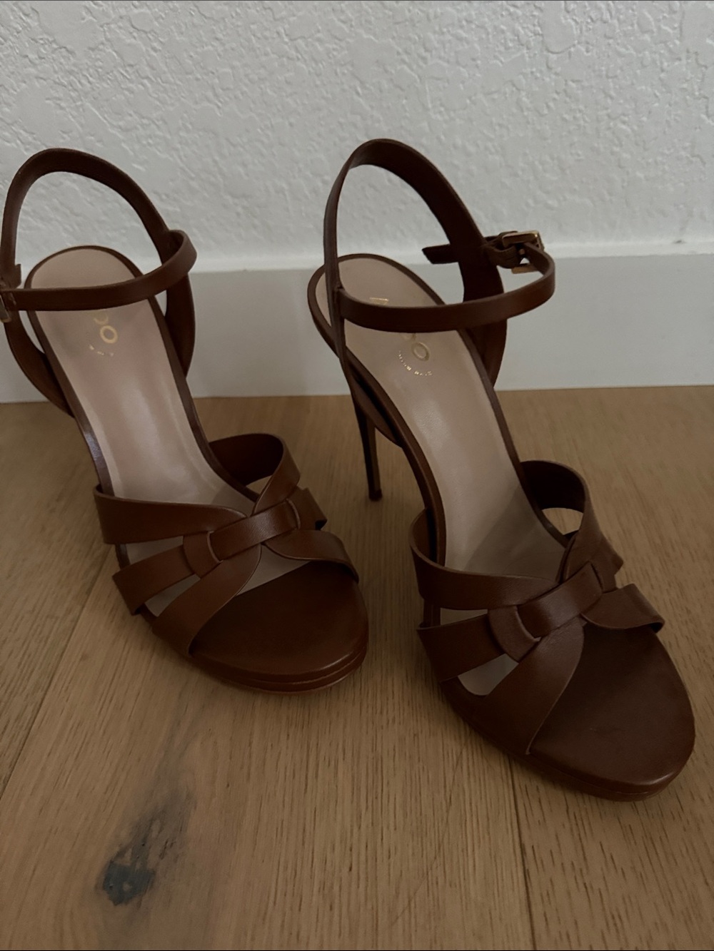 Aldo Brown Strappy Knot High Heel Sandals